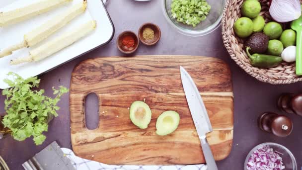 Προετοιμασία σπιτικό guacamole — Αρχείο Βίντεο