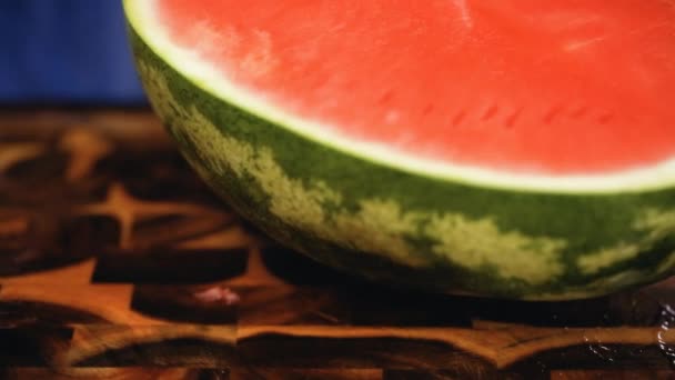 Red Watermelon Wood Cutting Board — Stock Video