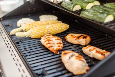 Organik tavuk ve sebze ızgara sağlıklı yemek.