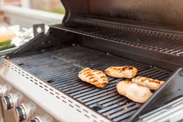 Asar Pollo Orgánico Parrilla Gas Aire Libre — Foto de Stock