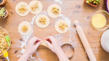 Adım adım. Ev yapımı yapma empanadas farklı dolguları ile.