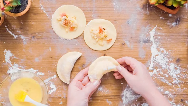 Paso Paso Hacer Empanadas Caseras Con Diferentes Rellenos — Foto de Stock