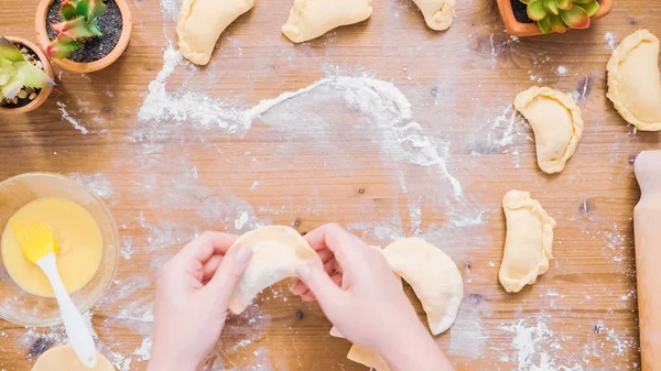 Paso Paso Hacer Empanadas Caseras Con Diferentes Rellenos — Foto de Stock