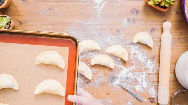 Paso Paso Hacer Empanadas Caseras Con Diferentes Rellenos — Foto de Stock