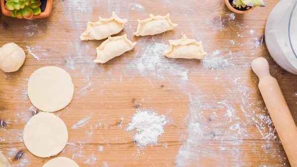 Paso Paso Hacer Empanadas Caseras Con Relleno Dulce — Foto de Stock