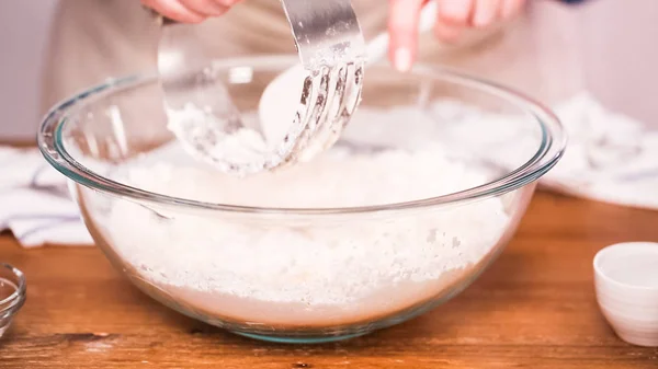 Pas Pas Mélange Ingrédients Pour Faire Pâte Pour Empanadas — Photo