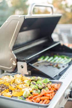 Açık gaz ızgara sağlıklı yemek.