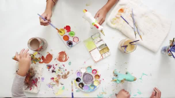 Temps Écoulé Pas Pas Petites Filles Peinture Papier Mache Licorne — Video
