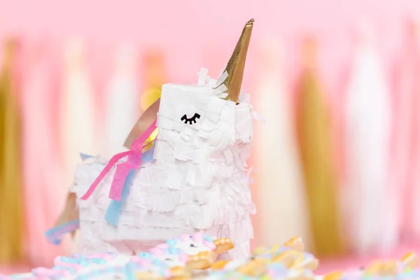 Biscotti Zucchero Unicorno Decorati Con Glassa Reale Alla Festa Compleanno — Foto Stock