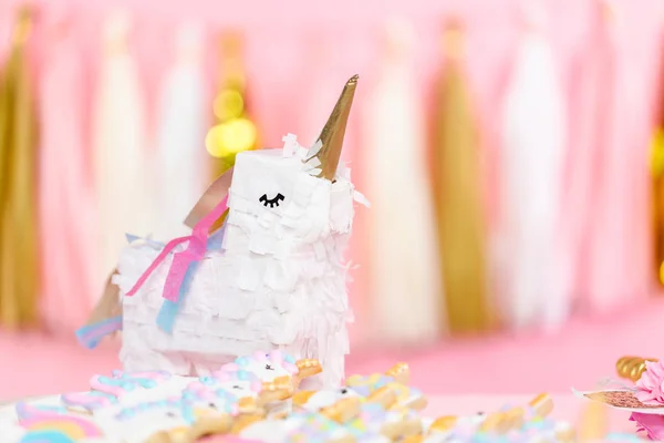 Galletas Azúcar Unicornio Decoradas Con Hielo Real Fiesta Cumpleaños Los — Foto de Stock