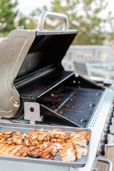 Grillen Kabeljauw Voor Vis Taco Buiten Gas Grill — Stockfoto