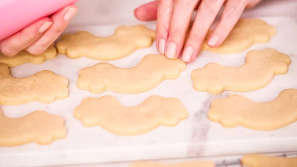 Décorer Des Biscuits Sucre Forme Unocrn Avec Glaçage Royal Pour — Photo