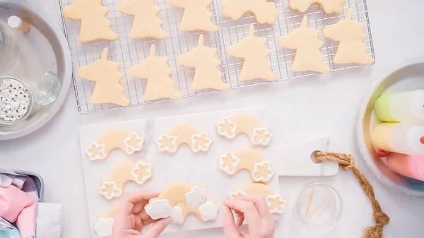 Díszítő Unocrn Alakú Királyi Jegesedés Cukor Cookie Kis Lány Születésnapi — Stock Fotó