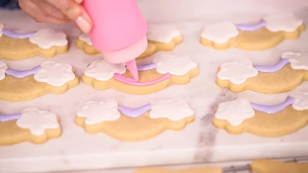 Decoração Unocrn Forma Biscoitos Açúcar Com Gelo Real Para Festa — Fotografia de Stock