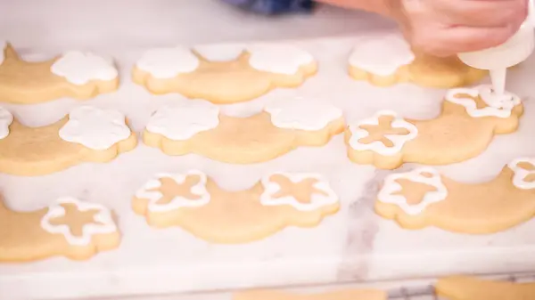 Decoração Unocrn Forma Biscoitos Açúcar Com Gelo Real Para Festa — Fotografia de Stock