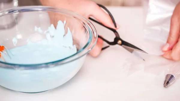 Mezclar Colorante Alimentos Glaseado Real Para Decorar Galletas Azúcar Unicornio —  Fotos de Stock