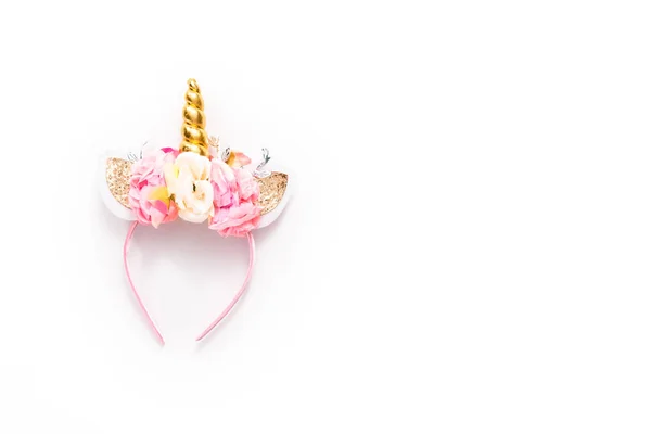 Unicorn Hoofdband Met Gouden Hoorn Een Witte Achtergrond — Stockfoto