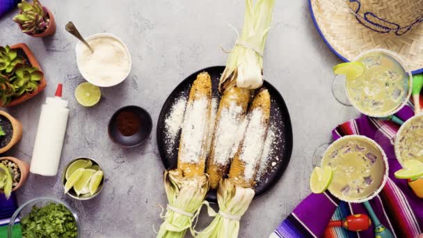 Step Step Making Mexican Corn Cob Elote — Stock Video