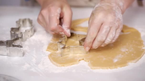 Lépésről Lépésre Kivágása Cukor Cookie Val Egyszarvú Alakú Cookie Vágók — Stock videók
