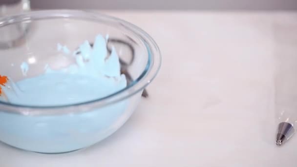 Time Lapse Step Step Mixing Food Coloring Royal Icing Decorate — Stock Video