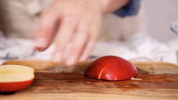 Step Step Slicing Red Apples Filling Make Empanadas — Stock Video