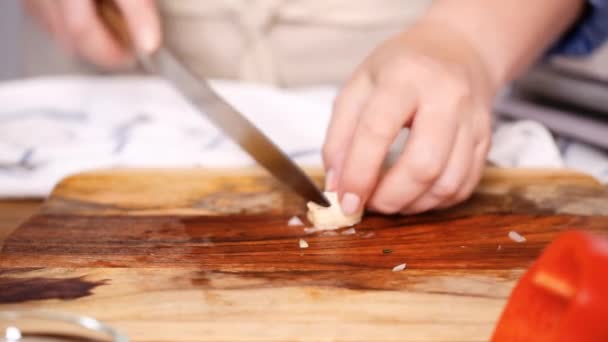 Steg För Steg Skära Grönsaker Att Göra Fyllningen För Empanadas — Stockvideo