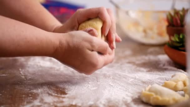 Krok Kroku Walcowania Ciasta Dla Domu Wykonane Empanadas — Wideo stockowe