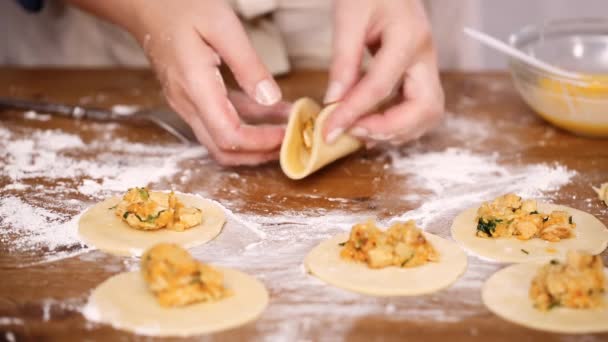 Paso Paso Hacer Empanadas Caseras Con Pollo Maíz — Vídeo de stock