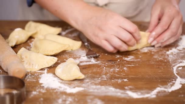 Steg För Steg Att Göra Hemgjort Empanadas Med Kyckling Och — Stockvideo