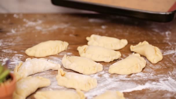 Βήμα Βήμα Κάνοντας Σπιτικό Empanadas Διαφορετικές Γεμίσεις — Αρχείο Βίντεο