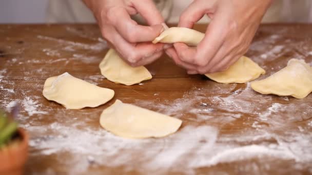 Paso Paso Hacer Empanadas Caseras Con Diferentes Rellenos — Vídeos de Stock