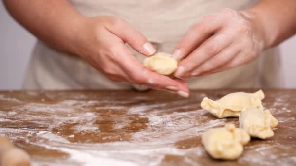 Schritt Für Schritt Herstellung Hausgemachter Empanadas Mit Füllungen Aus Roten — Stockvideo