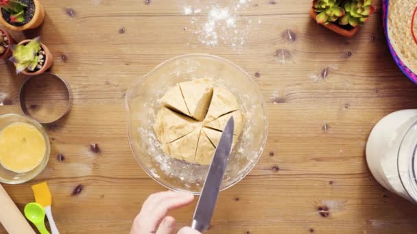 Düz Yatıyordu Adım Adım Hamur Için Yapımı Empanadas Haddeleme — Stok video