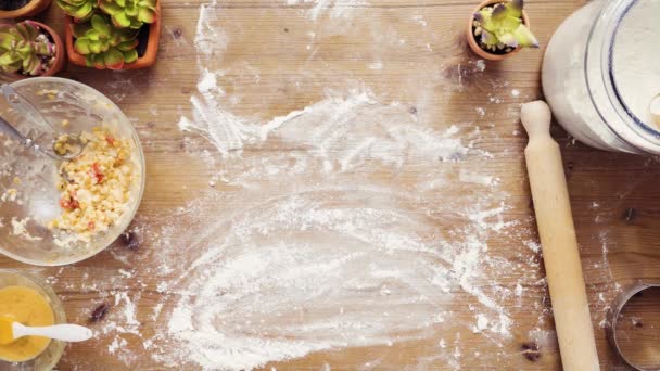 Flach Lag Schritt Für Schritt Teigrollen Für Hausgemachte Empanadas — Stockvideo