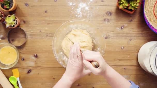 Zeitraffer Flach Lag Schritt Für Schritt Teigrollen Für Hausgemachte Empanadas — Stockvideo