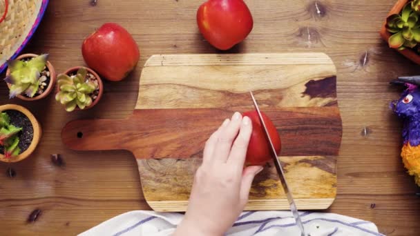 Deitado Passo Passo Corte Legumes Para Enchimento Para Fazer Empanadas — Vídeo de Stock