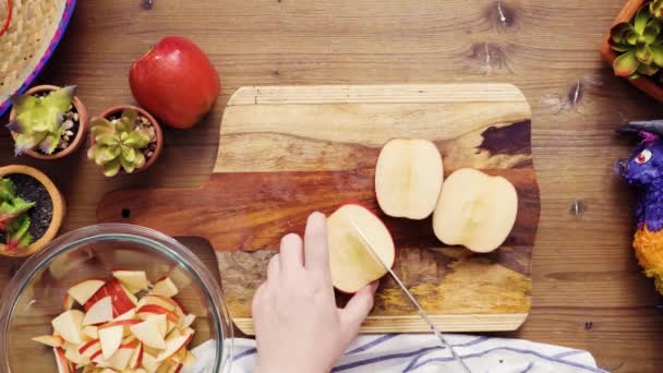 Acostado Paso Paso Cortar Verduras Para Rellenar Para Hacer Empanadas — Vídeos de Stock