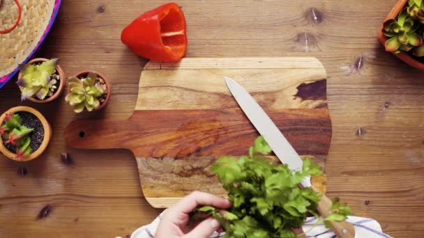 Flat Lay Step Step Slicing Vegetables Filling Make Empanadas — Stock Video