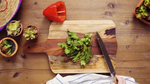 Acostado Paso Paso Cortar Verduras Para Rellenar Para Hacer Empanadas — Vídeo de stock