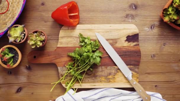 Lapso Tiempo Acostado Paso Paso Cortar Verduras Para Rellenar Para — Vídeo de stock