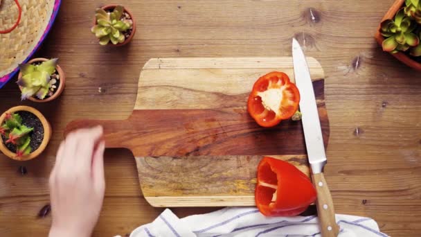 Acostado Paso Paso Cortar Verduras Para Rellenar Para Hacer Empanadas — Vídeos de Stock