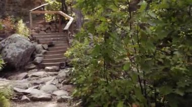 Ağır çekim. Işıkları ile yerel Bilim Müzesi'nde oynayan küçük kız