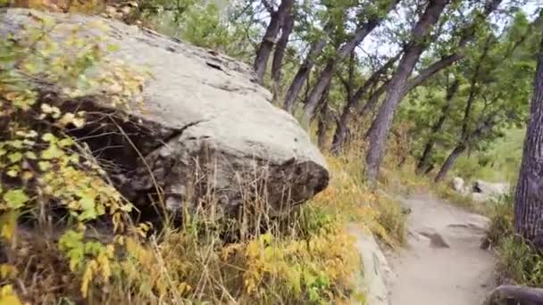 Pěší Turistika Podzim Castlewood Canyon State Park — Stock video