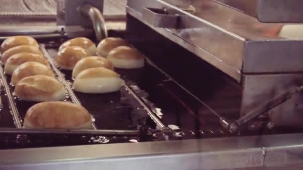 Producción Industrial Rosquillas Por Máquina — Vídeo de stock