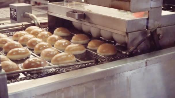 Βιομηχανική Παραγωγή Ντόνατς Από Μηχανή — Αρχείο Βίντεο