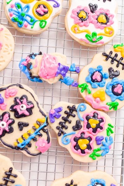 Decoración Galletas Azúcar Con Glaseado Real Para Dia Los Muertos — Foto de Stock