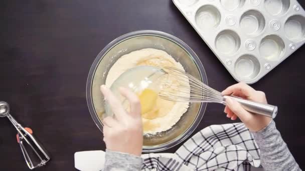 Lépésről Lépésre Felülnézet Cornbread Muffin Sütés — Stock videók