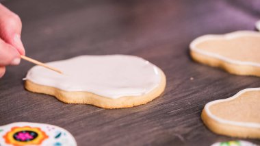 şeker kafatası çerez beyaz royal Icing sel.