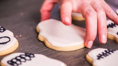 şeker kafatası çerez beyaz royal Icing sel.