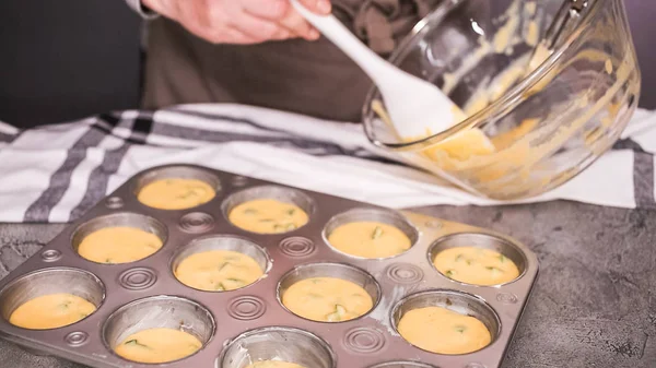 Massa Para Bolos Milho Com Pimenta Picante Jalapeno Panela Muffin — Fotografia de Stock